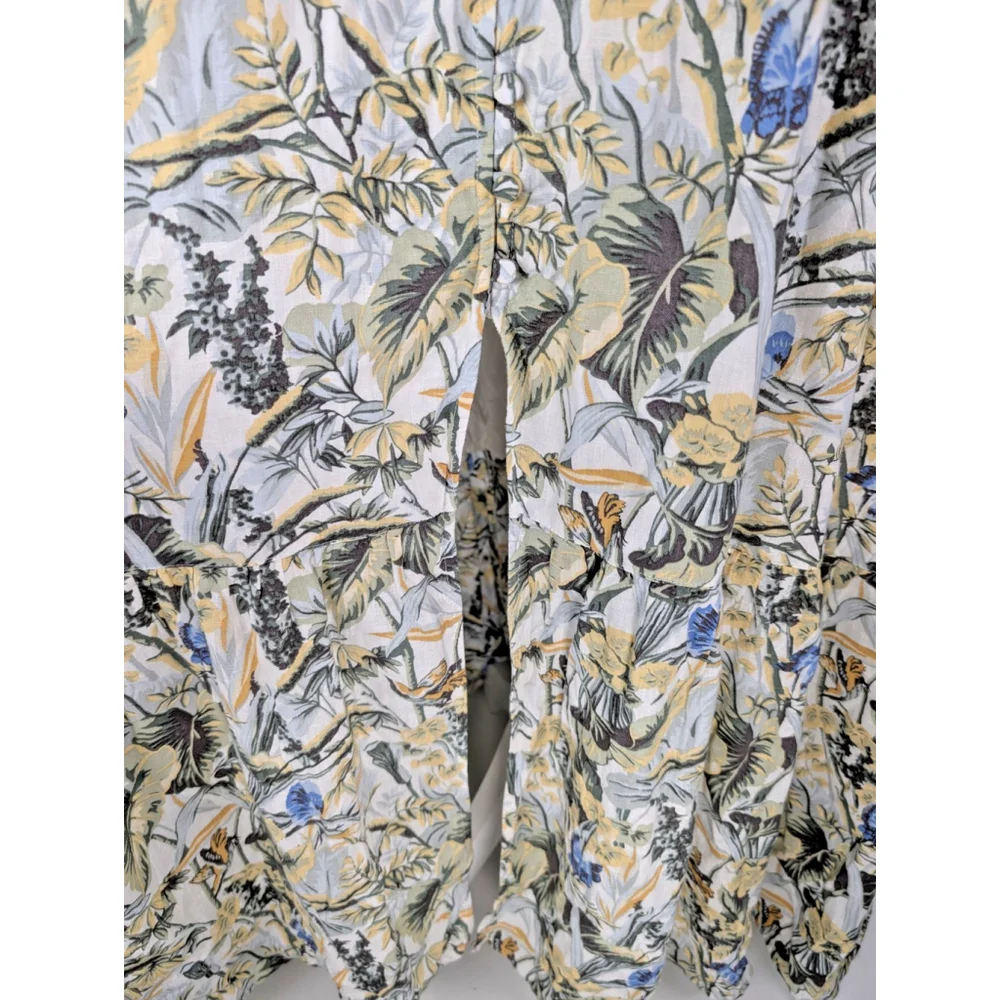 Abercrombie & Fitch Gabriella Linen Maxi Dress XXLP Floral Butterfly Cottagecore - Picture 7 of 13